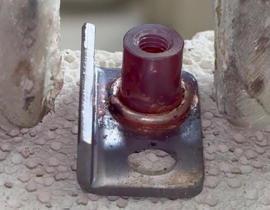 客户带过来的紫铜件焊接试样，精密五金配件焊接，小铜件焊接选择高频焊机