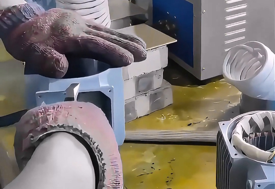 电机铝壳热装配全过程揭秘！高频机与人工的完美结合